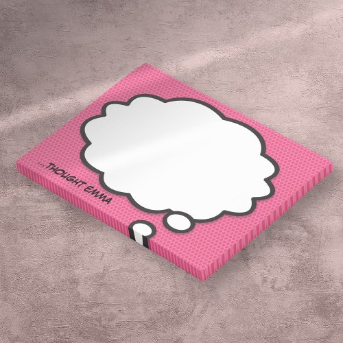 Personalized Pink Comic Book Think Bubble Post_it Notes