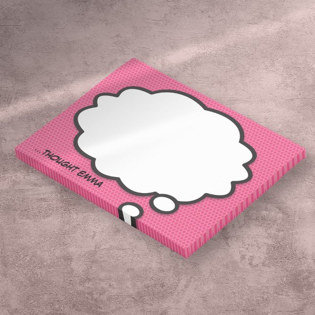 Personalized Pink Comic Book Think Bubble Post-it Notes (Personalized Pink Comic Book Think Bubble Post-it Notes)