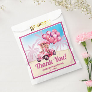 Personalized Pink Convertible Beach Birthday Favor Bag