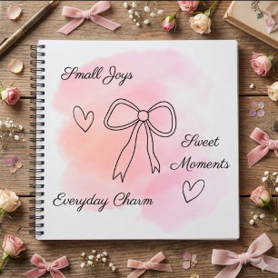 Personalized Pink Coquette Bow Notebook Sketchbook