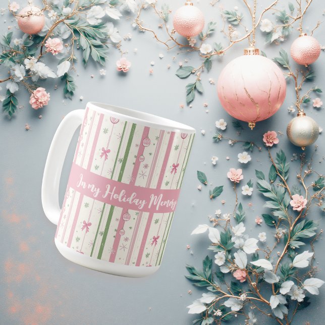 Personalized Pink Coquette Holiday Era Coffee Mug (🎀 Sweet pastel holiday mug — pink bows, cozy charm & festive flair!)