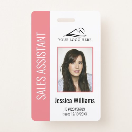 Personalized Pink Corporate Employee Security ID Badge