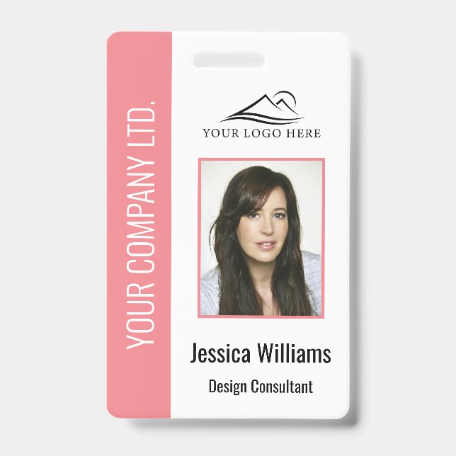 Personalized Pink Corporate Employee Security ID  Badge (Front)