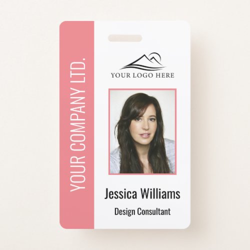 Personalized Pink Corporate Employee Security ID  Badge