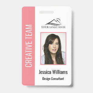 Personalized Pink Corporate Employee Security ID Badge