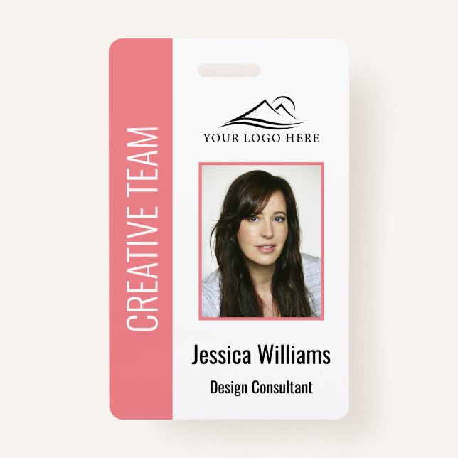 Personalized Pink Corporate Employee Security ID Badge (Front)