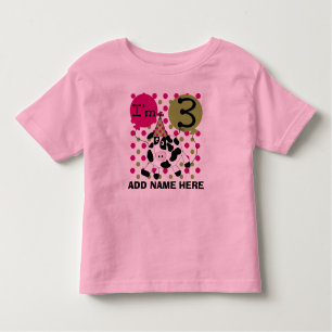 Personalized Pink Cow 3rd Birthday Tshirt