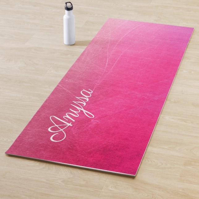 Personalized Pink Crackle Gradient Name Yoga Mat (In Situ)