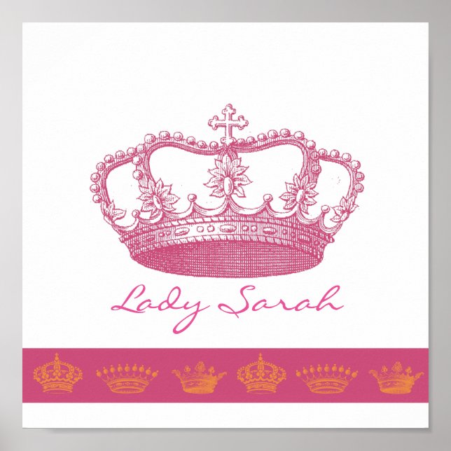 Personalized Pink Crown Poster (Front)