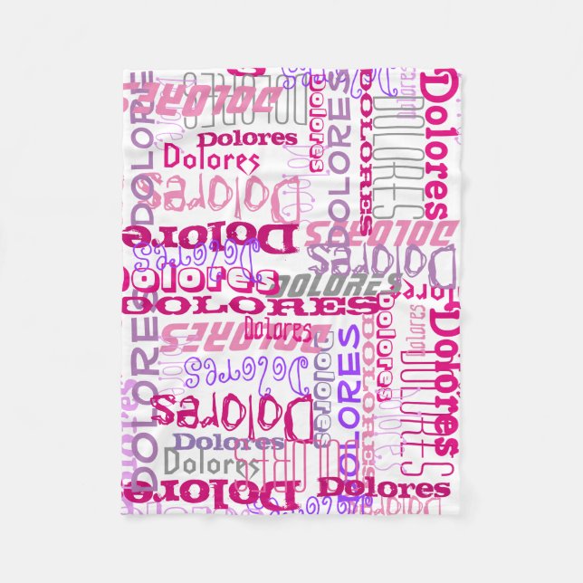 Personalized Pink Custom Name Collage Girl's Fleece Blanket (Front)