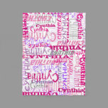 Personalized Pink Custom Name Collage Girl's Fleece Blanket