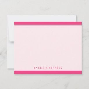 Personalized Pink Custom Name Two Border Design Note Card