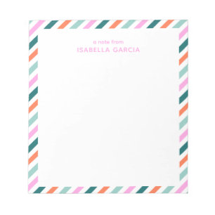 Personalized Pink Cute Striped Notepad
