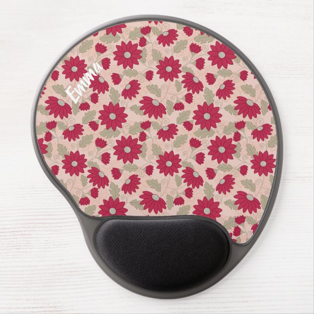 Personalized pink daisies gel mouse pad (Front)