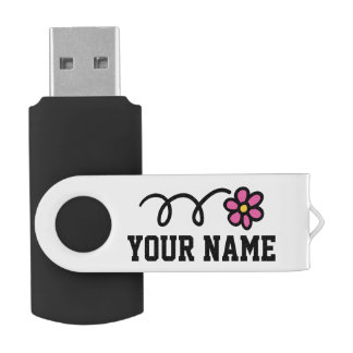 Personalized pink daisy flower USB pen flash drive