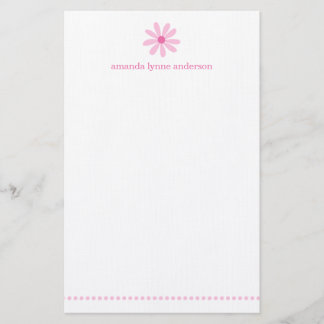 Personalized Pink Daisy Kids Stationery