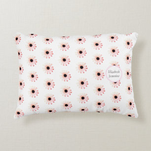 Personalized Pink Daisy Pattern Accent Pillow