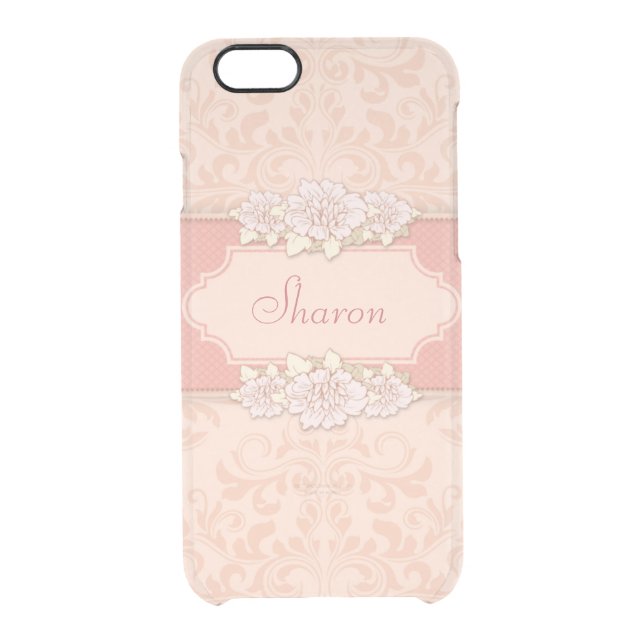 Personalized Pink Damask Floral Uncommon iPhone Case (Back)