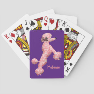 Personalized Pink Dancing Poodle Dog Poker Cards