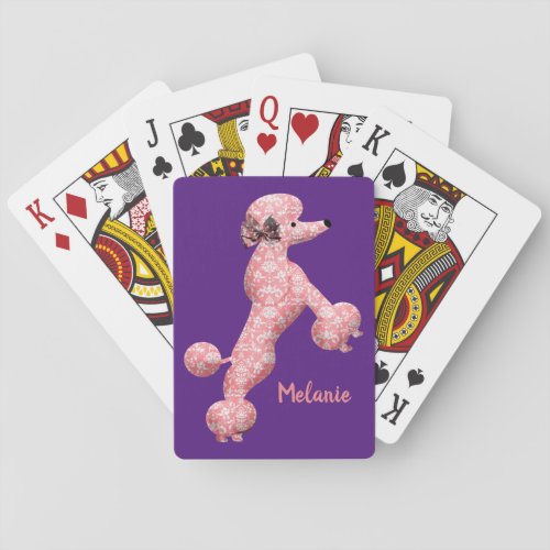 Personalized Pink Dancing Poodle Dog Poker Cards