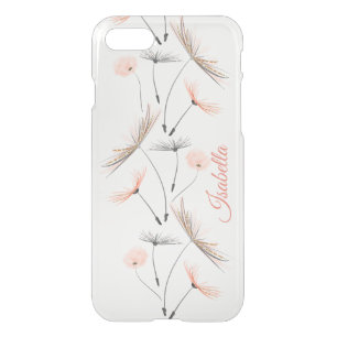 Personalized Pink Dandelion Flower Clear iPhone iPhone SE/8/7 Case