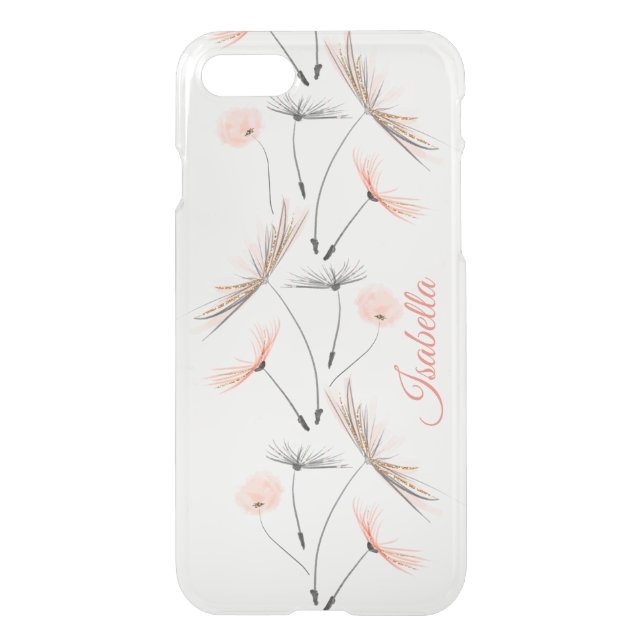 Personalized Pink Dandelion Flower Clear iPhone Uncommon iPhone Case (Back)