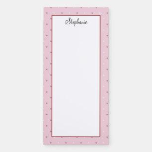 Personalized Pink Dark Red Stars Magnetic Notepad