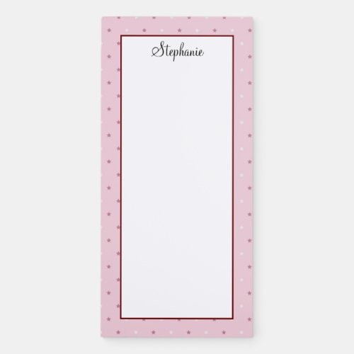 Personalized Pink Dark Red Stars Magnetic Notepad