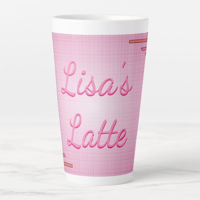 Personalized Pink Designed Latte Mug (Front)