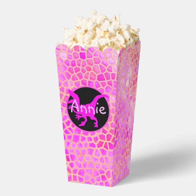 Personalized Pink Dinosaur Hide  Favor Boxes (Popped)