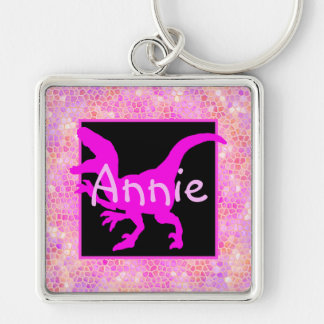 Personalized Pink Dinosaur Hide Keychain