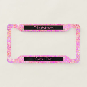 Personalized Pink Dinosaur Hide License Plate Frame