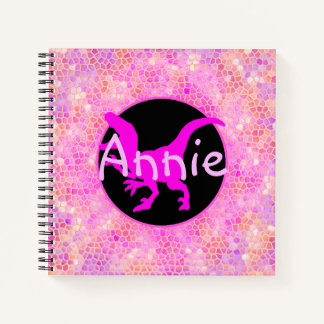 Personalized Pink Dinosaur Hide Notebook