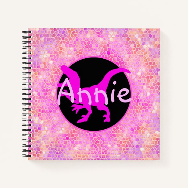 Personalized Pink Dinosaur Hide Notebook (Front)