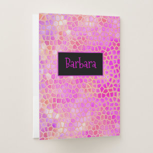 Personalized Pink Dinosaur Hide Pocket Folder