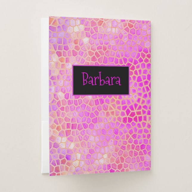 Personalized Pink Dinosaur Hide  Pocket Folder (Back)