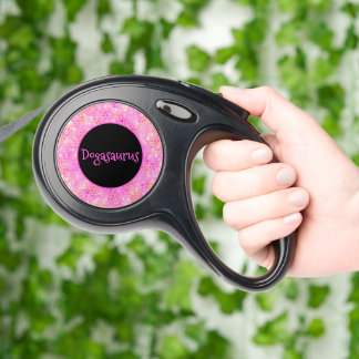 Personalized Pink Dinosaur Hide Retractable Pet Leash