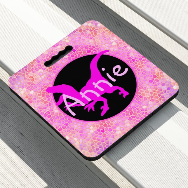 Personalized Pink Dinosaur Hide  Seat Cushion (In Situ)
