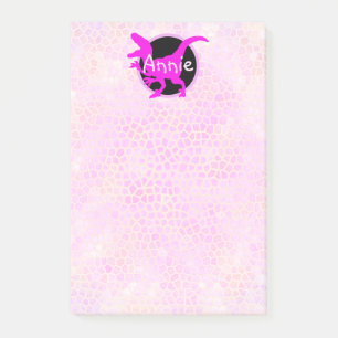Personalized Pink Dinosaur Post-it Notes
