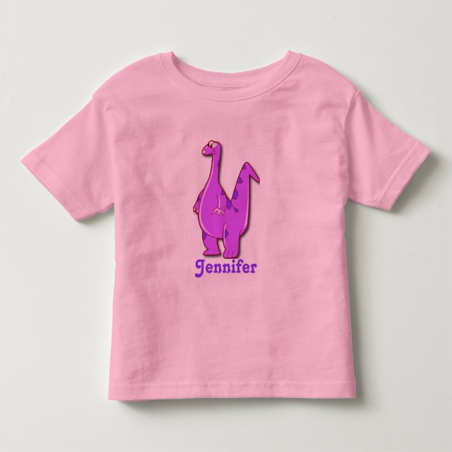 Personalized Pink Dinosaur Toddler T-shirt (Front)