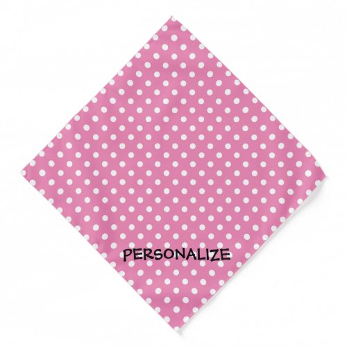 Personalized pink dog bandana with cute polka dots