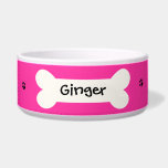 Personalized Pink Dog Bowl<br><div class="desc">Your female dog loves pink... I mean you love pink and you love your dog. Why not get your favorite friend a beautiful pink dog bowl with a bone as the focal point. The bone is personalized with your girl dog's name. A wonderful way to invite your dog to dinner....</div>