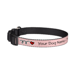 Personalized pink dog collar | cute heart and name