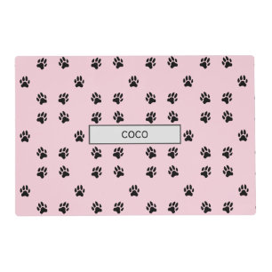 Personalized Pink Dog Feeding Mat
