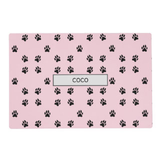 Personalized Pink Dog Feeding Mat