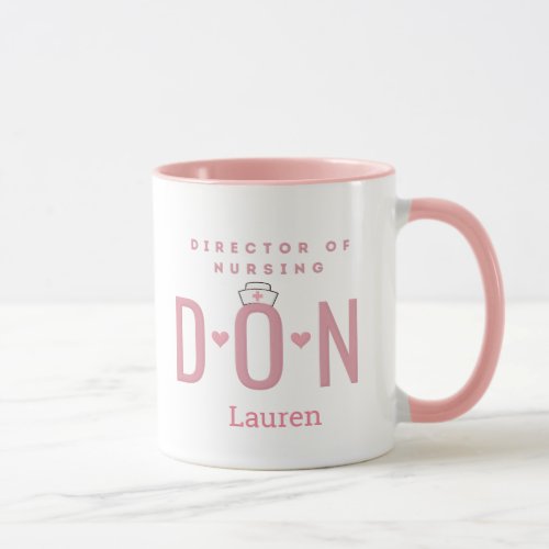 Personalized Pink DON Director of Nursing Mug