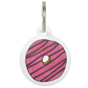 Personalized Pink Donut Doughnut Foodie Dog Tag