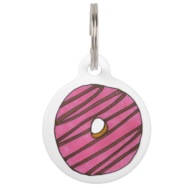 Personalized Pink Donut Doughnut Foodie Dog Tag (Front)