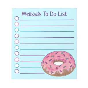 Personalized Pink Donut Doughnut Sprinkles Foodie Notepad