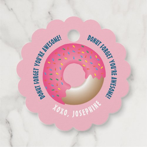 Personalized Pink Donut Gift Tags with a Sweet Rem